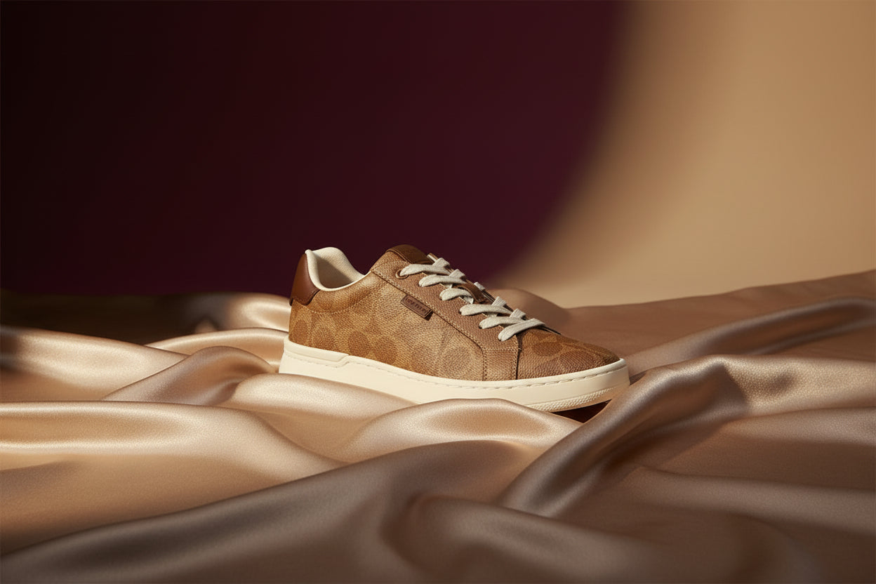 COACH Women's Luxe Lowline Canvas Sneaker, Tan, Size 5