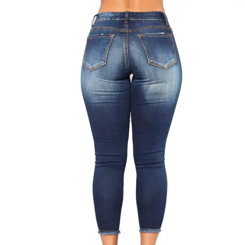 Women Skinny Ripped Jeans Stretch Distressed Denim Pants