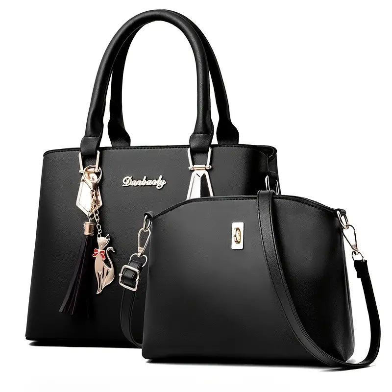 Fashionable Women's PU Handbag and Crossbody Purse Set