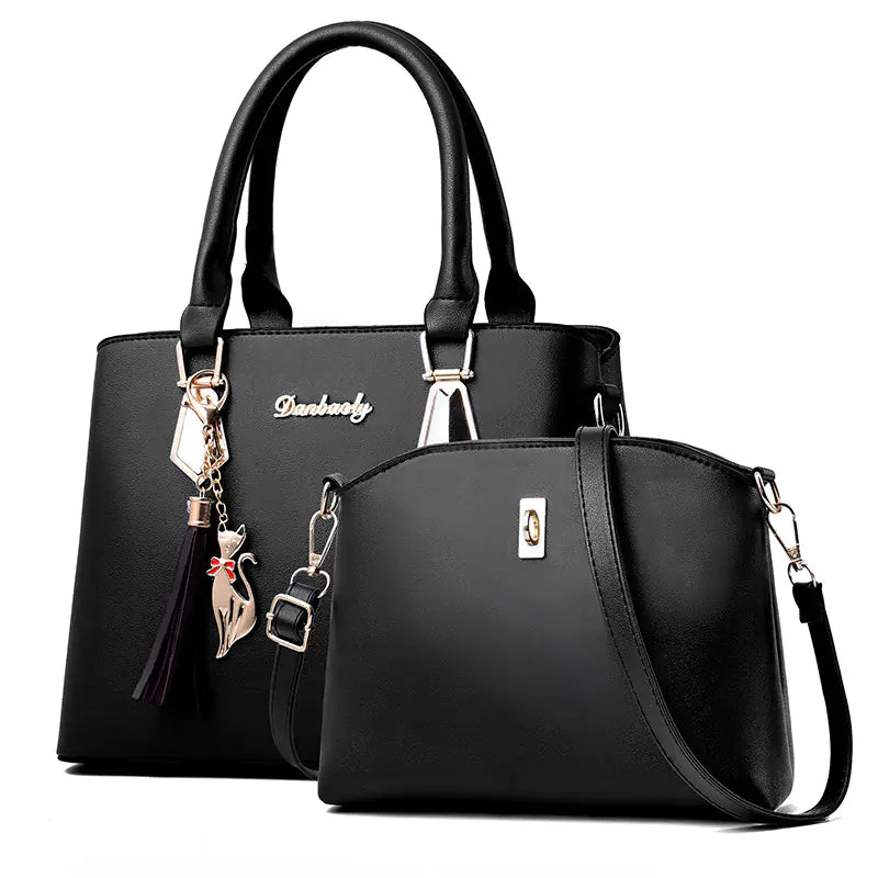 Fashionable Women's PU Handbag and Crossbody Purse Set