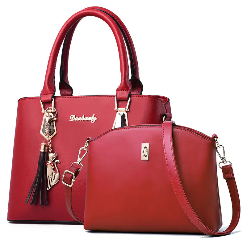 Fashionable Women's PU Handbag and Crossbody Purse Set
