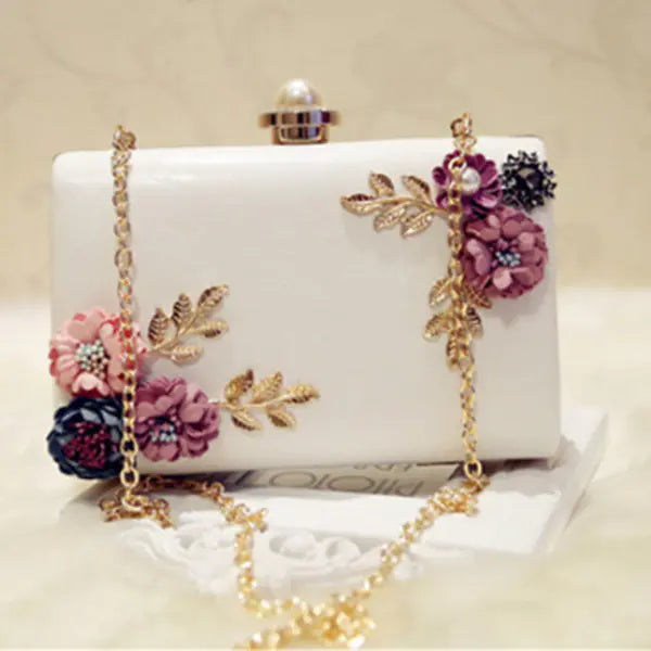 Elegant Floral Leather Clutch