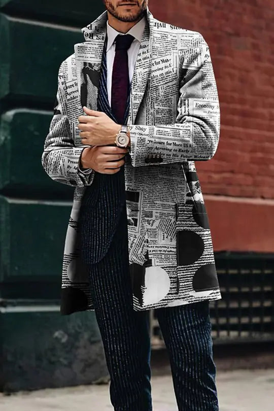 Men's Mid-Length Woolen Stand Collar Trench Coat