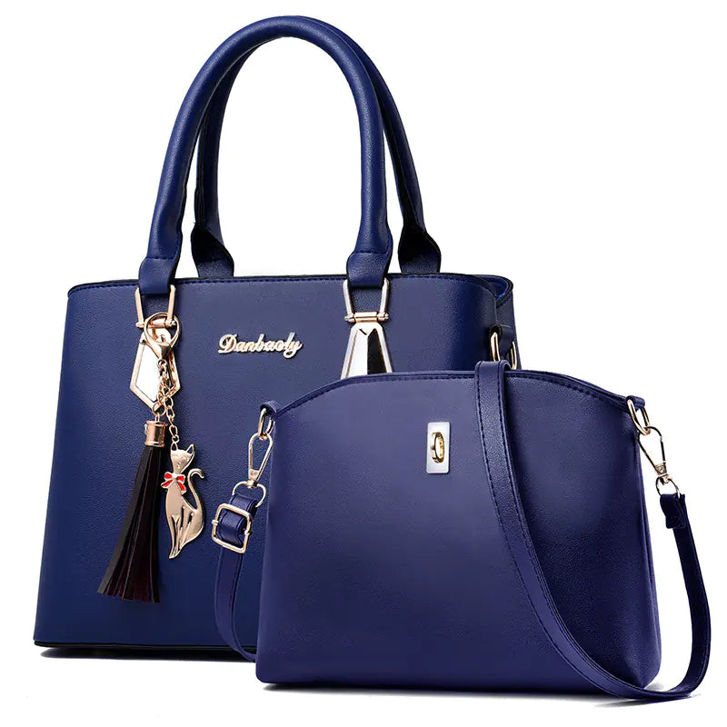 Fashionable Women's PU Handbag and Crossbody Purse Set