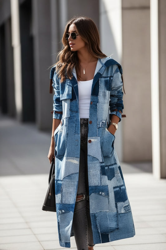Casual Lapel Mid-length Trench Coat For Women