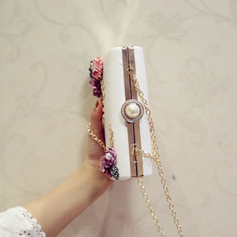 Elegant Floral Leather Clutch