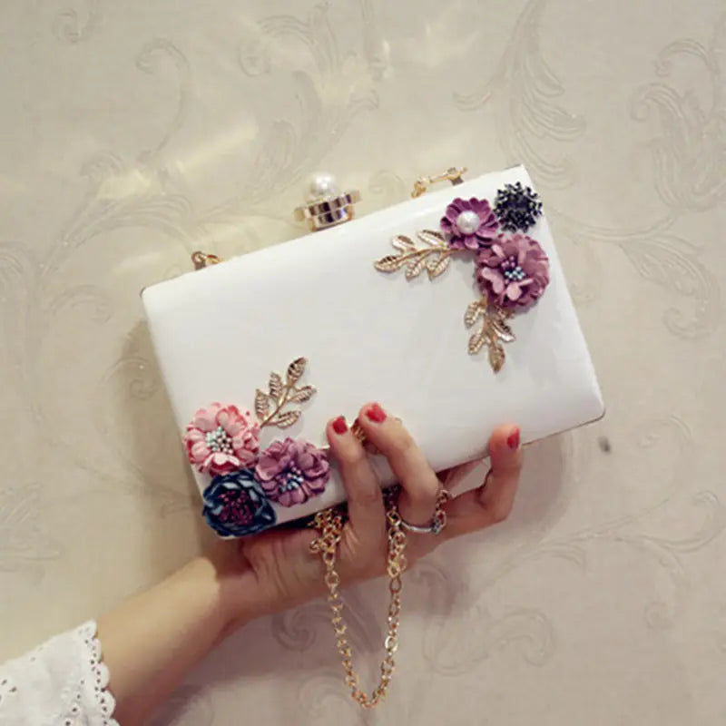 Elegant Floral Leather Clutch