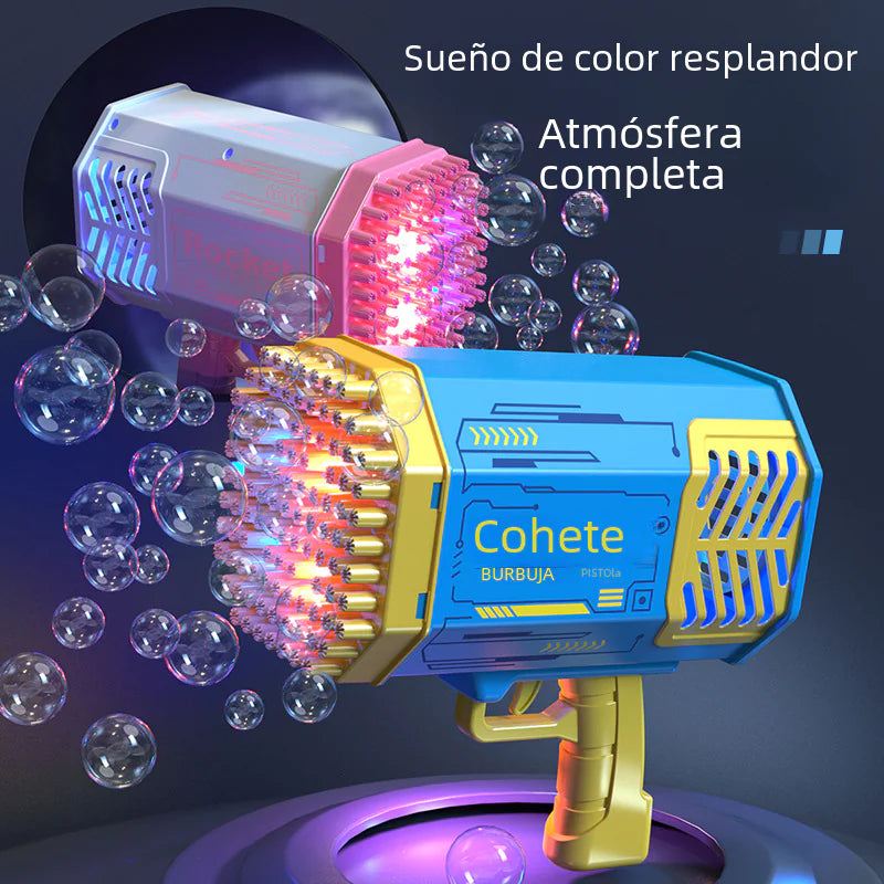 Electric Bubble Gun with Lights - 109 Holes Gatling Toy