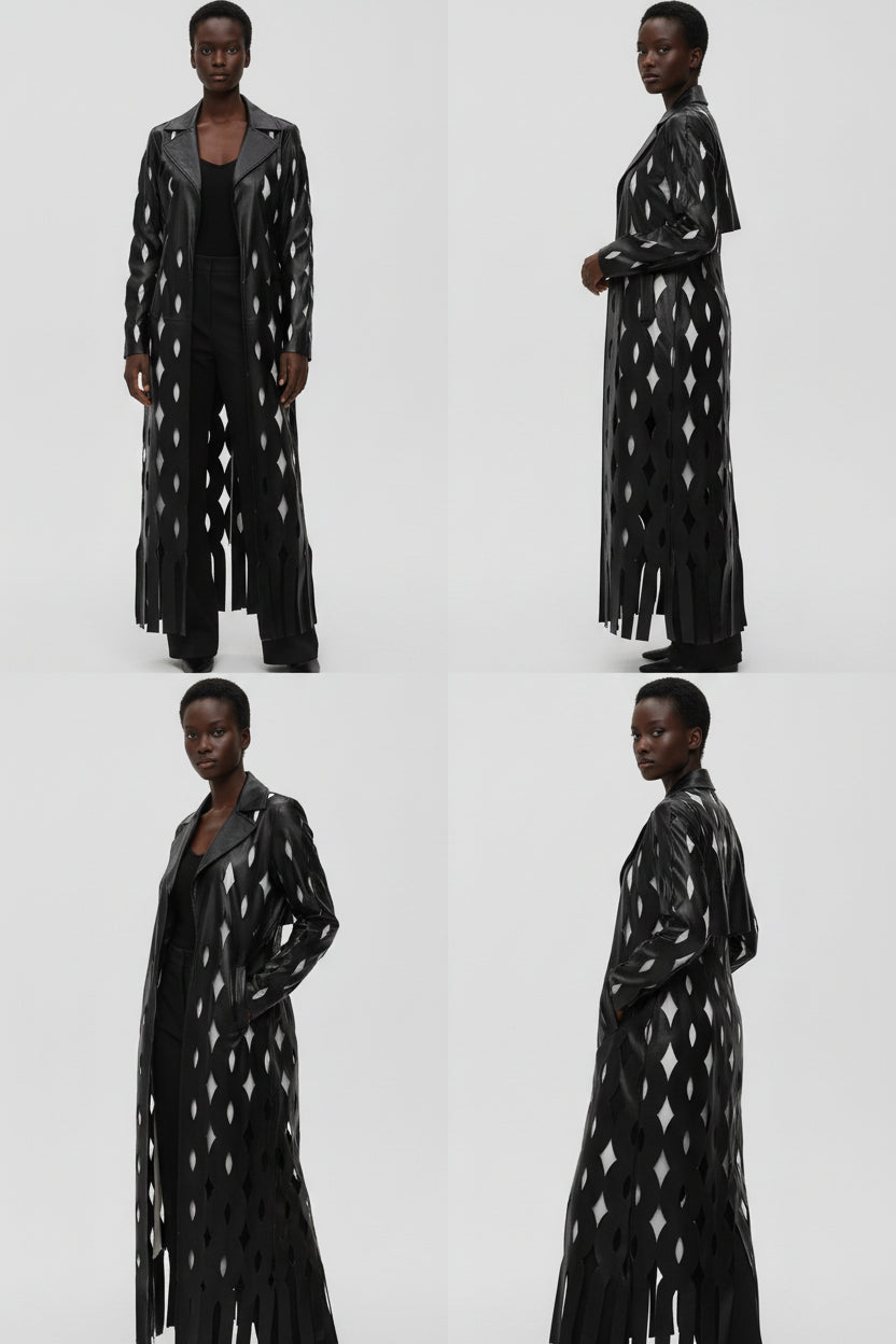 Lapel Hollow Cardigan Trench Coat for Women