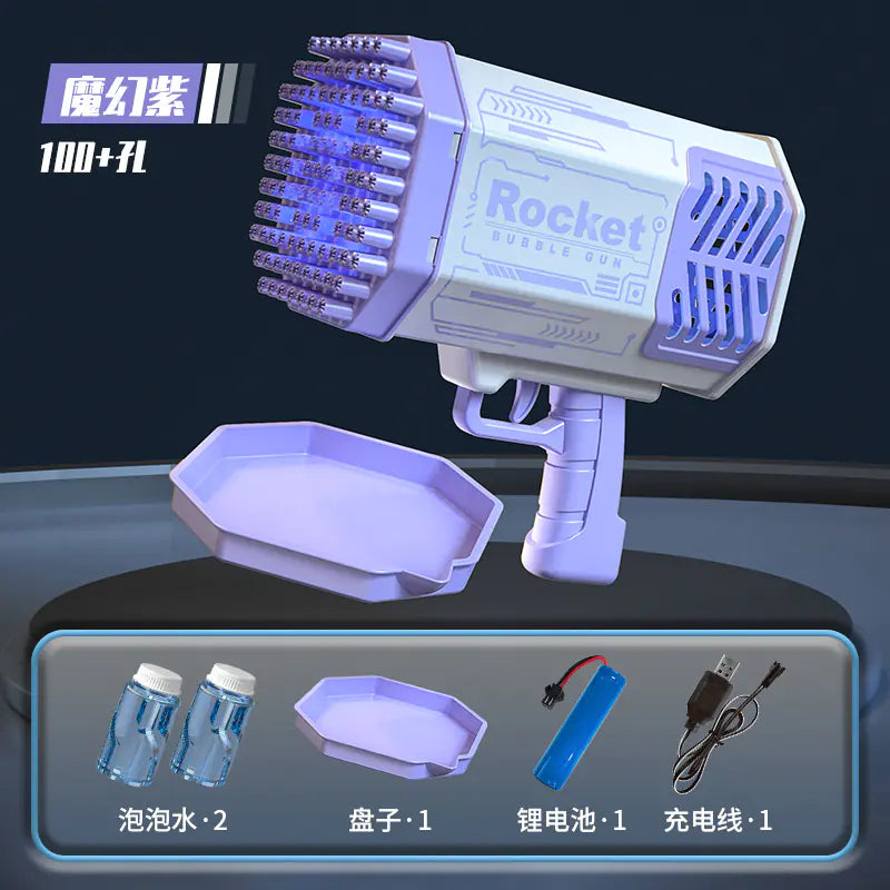 Electric Bubble Gun with Lights - 109 Holes Gatling Toy
