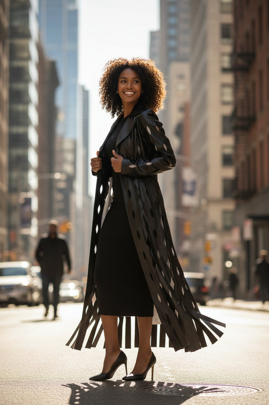 Lapel Hollow Cardigan Trench Coat for Women