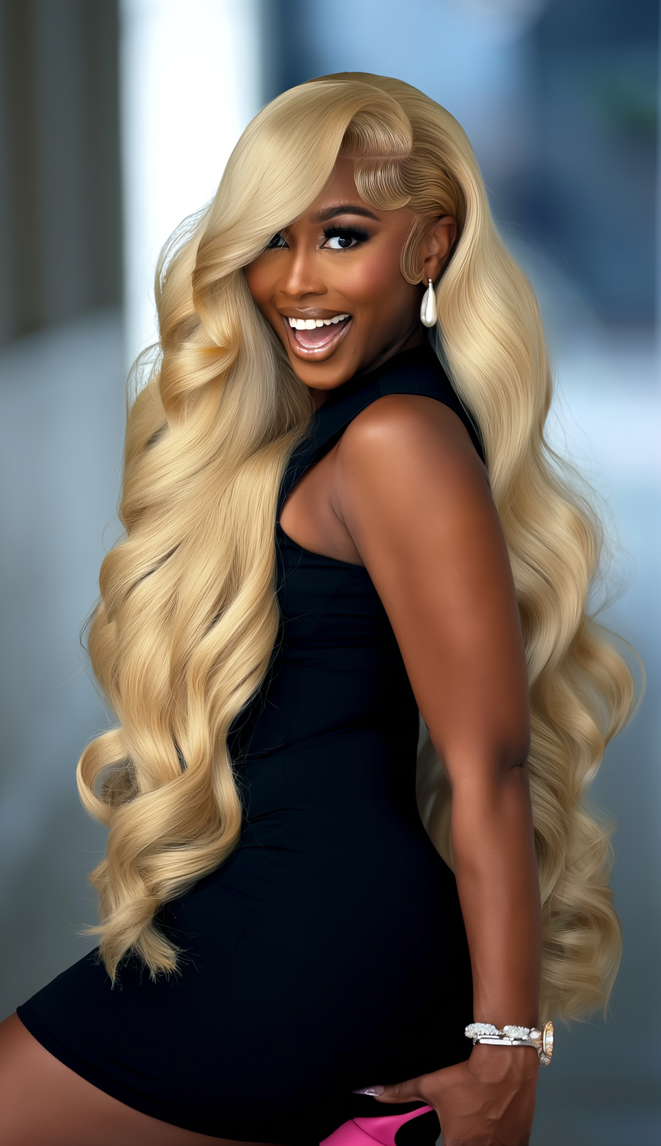 Lustrous Wave 32 Inch 613 Body Wave Blonde Lace Wig