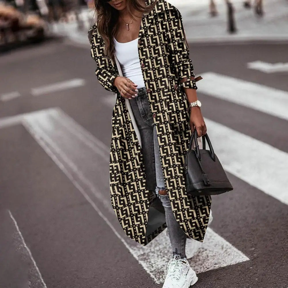 Casual Mid-Length Lapel Trench Coat for Women