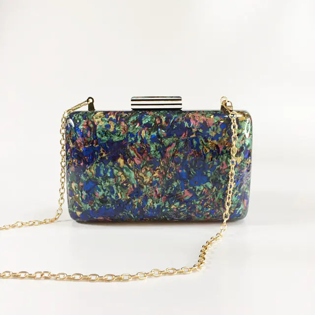 Luxury Vintage Marble Acrylic Evening Clutch Purse