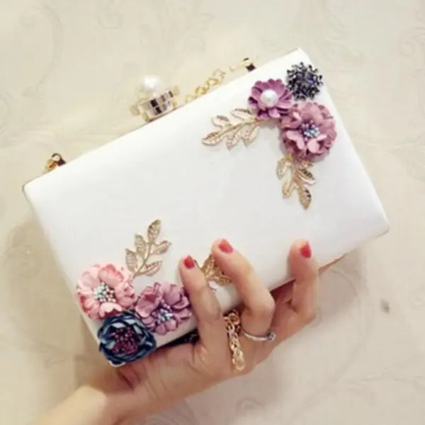 Elegant Floral Leather Clutch