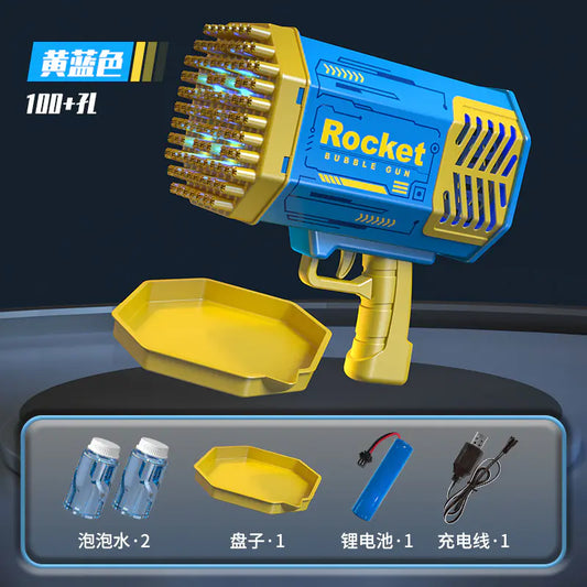 Electric Bubble Gun with Lights - 109 Holes Gatling Toy