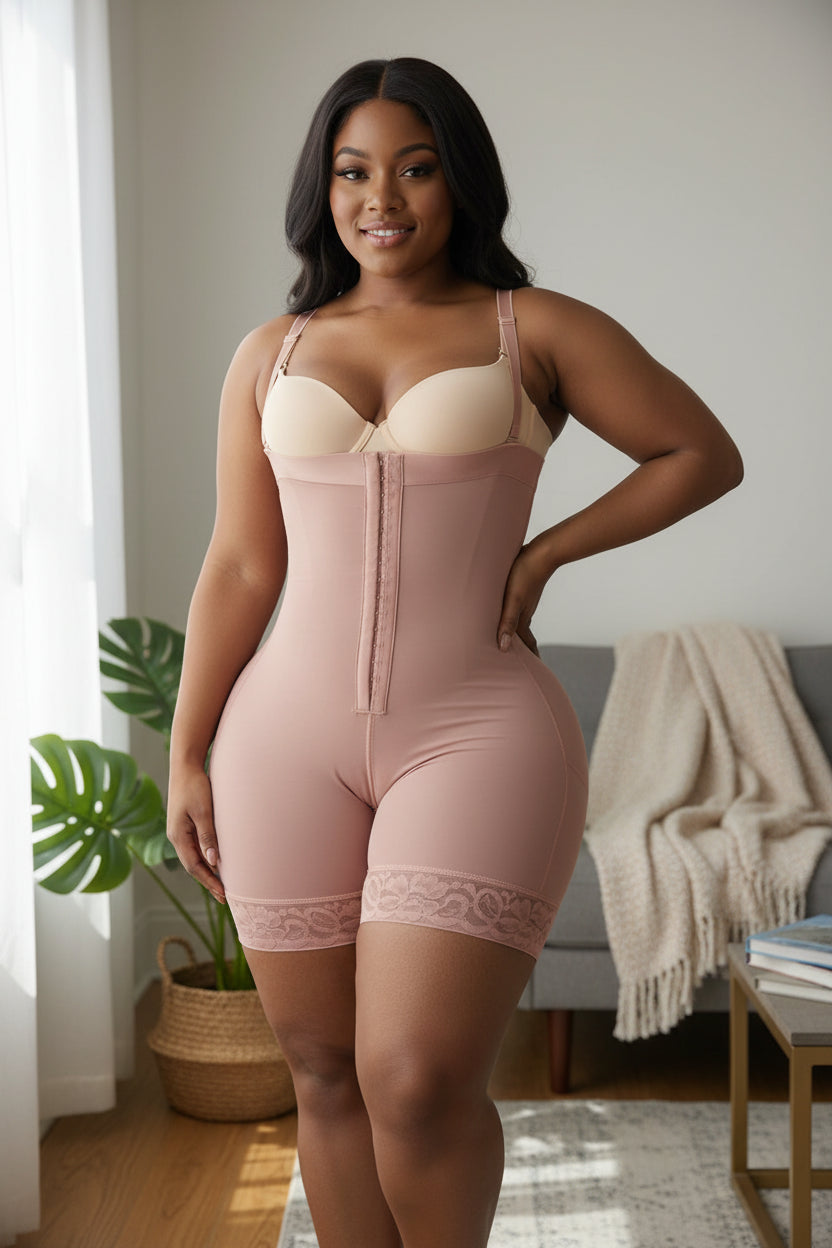 One-Piece Plus Size Shapewear Bodysuit with Zipper & Butt-Lift