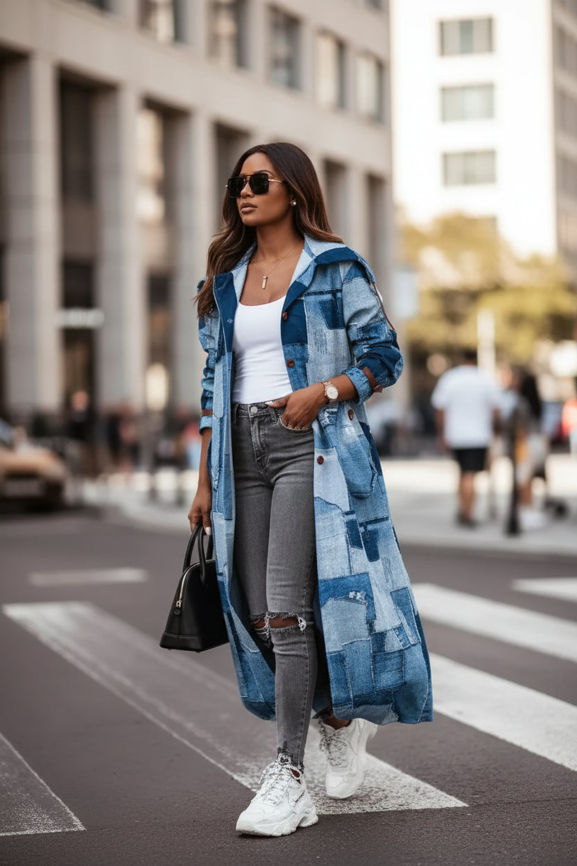 Casual Lapel Mid-length Trench Coat For Women