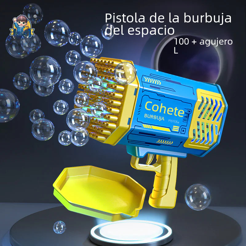 Electric Bubble Gun with Lights - 109 Holes Gatling Toy