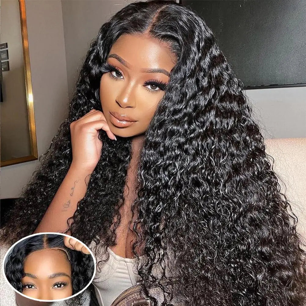 5x8 Glueless Wigs Human Hair Pre Plucked Pre Cut Deep Wave Glueless Wig
