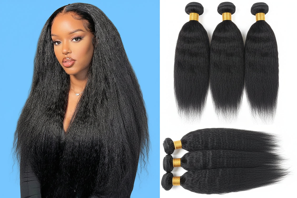 Kinky Straight Bundles 12A Yaki Straight Bundles Human Hair
