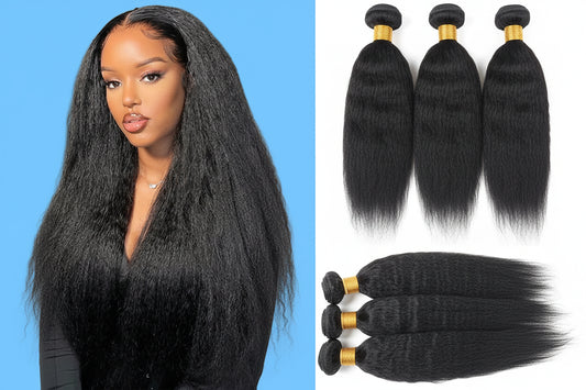 Kinky Straight Bundles 12A Yaki Straight Bundles Human Hair
